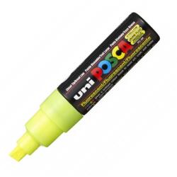uni Marker pentru desen varf tesit 8.0mm galben fluorescent, UNI Posca PC-8K