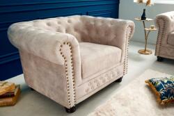 Invicta CHESTERFIELD bézs bársony fotel