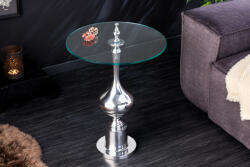  DANSEN különleges üveg lerakóasztal - 65cm - ezüst (42227)