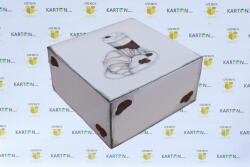 Szidibox Karton Süteményes doboz, tortadoboz, croissant- és kávé mintás, étel 22x22x11cm P9601 (SZID-01276)