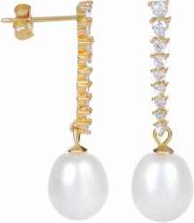 JwL Luxury Pearls Aranyozott gyöngy fülbevaló kristályokkal JL0405 - vivantis