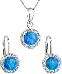 Evolution Group Set de bijuterii strălucitoare cu cristale Preciosa 39160.1 & blue opal (cercei, lanț, pandantiv)