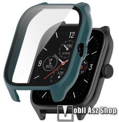  Okosóra műanyag védő tok / keret - SÖTÉTZÖLD - 9H edzett üveg előlap védő is! - Xiaomi Amazfit GTS 4