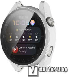  Okosóra műanyag védő tok / keret - EZÜST - 9H edzett üveg előlap védő is! - HUAWEI Watch 3 Pro 48mm