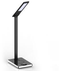 V-TAC Lampa de Birou LED 7W, 3 in 1, Încarcator Wireless, Patrat, Corp Negru (51116-)