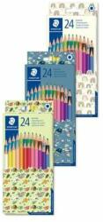 STAEDTLER Színes ceruza készlet, hatszögletű, vegyes mintájú csomagolás, STAEDTLER "175", 24 különböző szín (ts175pmcd24) - irodaszer