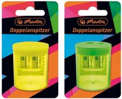 Herlitz Ascutitoare dubla cu recipient, plastic, transparent, Neon Art, diverse culori Herlitz HZ50028078 (50028078)