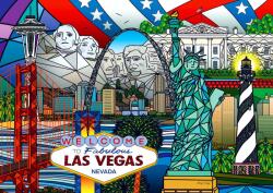 Enjoy - Puzzle Colaj de repere americane - 1 000 piese Puzzle
