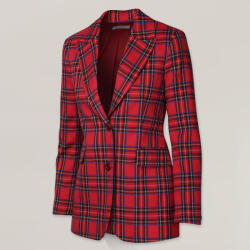 Willsoor Női kabát piros színben kockás mintával 14843
