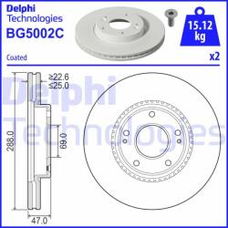 DELPHI Disc frana DELPHI BG5002C (BG5002C) - automobilus