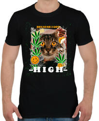 printfashion Kannabisz cica - Férfi póló - Fekete (11581511)