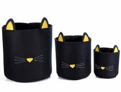 AFI Fekete macskás tárolókosár szövetből - 3 darabos - LIMITÁLT KIADÁS (IMO-AFI-563236)