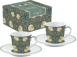 Easy Life William Morris porcelán csésze aljjal - 2 személyes kávéskészlet 80 ml - Pimpernel Black (VR-1107WILB)