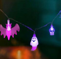  Halloween-i LED-es fényfüzér - 4 féle forma - 10 lila LED - 2 x AA - 1, 35 m (glo-56524)