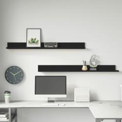 vidaXL Rafturi de perete, 2 buc. , negru, 110x11x9cm, lemn masiv de pin (823613) Raft