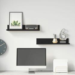 vidaXL Rafturi de perete, 2 buc. , negru, 50x11x9 cm, lemn masiv de pin (823603) Raft