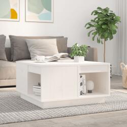 vidaXL Măsuță de cafea, alb, 60x61x32, 5 cm, lemn masiv de pin (814530) Masa de cafea