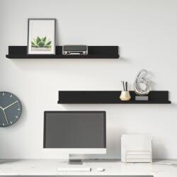 vidaXL Rafturi de perete, 2 buc. , negru, 80x11x9 cm, lemn masiv de pin (823608) Raft