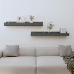 vidaXL Rafturi de perete, 2 buc. , gri, 80x12x9 cm, lemn masiv de pin (823591) Raft