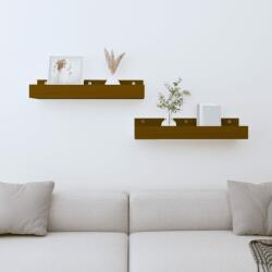 vidaXL Rafturi de perete 2 buc. maro miere 50x12x9 cm lemn masiv pin (823587) Raft