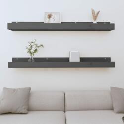 vidaXL Rafturi de perete, 2 buc. , gri, 110x12x9 cm, lemn masiv de pin (823596) Raft