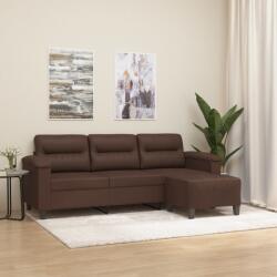 vidaXL Canapea cu 3 locuri și taburet, maro, 180 cm, piele ecologică (3153685) Canapea