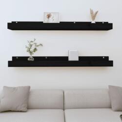 vidaXL Rafturi de perete, 2 buc. , negru, 110x12x9 cm, lemn masiv pin (823598) Raft