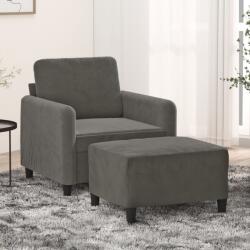 vidaXL Fotoliu canapea cu taburet, gri închis, 60 cm, catifea (3153558) Canapea