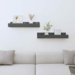 vidaXL Rafturi de perete, 2 buc. , gri, 50x12x9 cm, lemn masiv de pin (823586) Raft