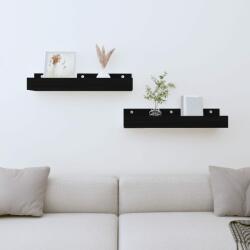 vidaXL Rafturi de perete, 2 buc. , negru, 50x12x9 cm, lemn masiv de pin (823588) Raft