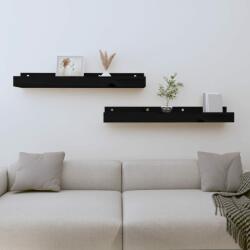 vidaXL Rafturi de perete, 2 buc. , negru, 80x12x9 cm, lemn masiv de pin (823593) Raft