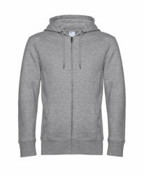 B&C Collection Férfi kapucnis hosszú ujjú pulóver B and C KING Zipped Hooded 2XL, Heather szürke