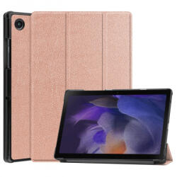 Triple Folding bőrhatású támasztós fliptok Samsung X200, X205 Galaxy Tab A8 10.5 2021-hez rózsa arany
