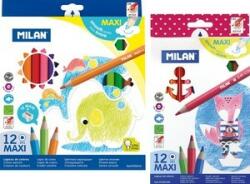 MILAN színesceruza 12db-os maxi, jumbo, 241, hatszögletű, ajándék hegyezővel