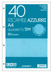 BLASETTI Ricambi gyűrűskönyv betét A/4 40 lap kockás kék