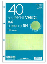 BLASETTI Ricambi gyűrűskönyv betét A/4 40 lap kockás zöld