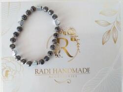 Radi handmade Мъжка гривна с графитени перли и сребрист хематит (396)