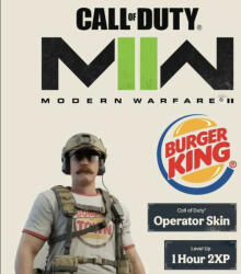 Activision Call of Duty Modern Warfare II Burger King Operator Skin + 1 Hour 2XP DLC (PC)