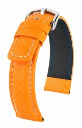 Hirsch Carbon Narancssárga óraszíj - 22mm / L -120/80mm