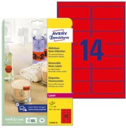 Avery Etikett AVERY L7263R-25 99, 1x38, 1mm laser neon piros 350 címke/doboz 25 ív/doboz (L7263R-25) - fotoland