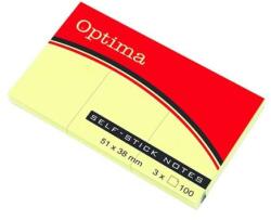 Optima Öntapadós jegyzettömb OPTIMA 38x51mm sárga 3x100 lap (122943) - fotoland