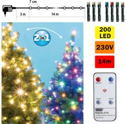 FK technics Instalație LED de Crăciun de exterior 200xLED 17m IP44 alb cald/multicolor + telecomandă (FK0189)