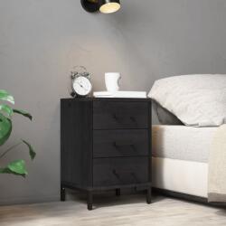 vidaXL Noptieră, negru, 40x30x55 cm, lemn de pin masiv reciclat (349914)