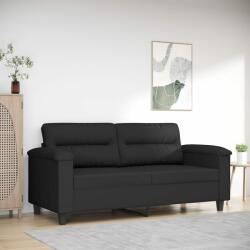 vidaXL Canapea cu 2 locuri, negru, 140 cm, țesătură microfibră (349224) Canapea
