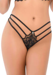 Daring Intimates Lace String with Straps Black S/M