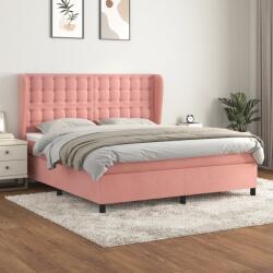 vidaXL rózsaszín bársony rugós ágy matraccal 120 x 200 cm (3129464) - vidaxl