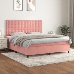 vidaXL rózsaszín bársony rugós ágy matraccal 120 x 200 cm (3143276) - vidaxl
