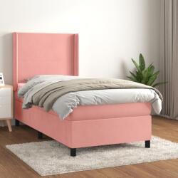 vidaXL rózsaszín bársony rugós ágy matraccal 100 x 200 cm (3132548) - vidaxl