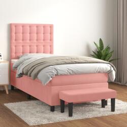 vidaXL rózsaszín bársony rugós ágy matraccal 80 x 200 cm (3138054) - vidaxl