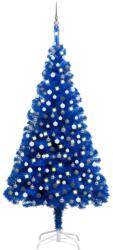 vidaXL Set pom Crăciun artificial LED-uri&globuri albastru 210cm PVC (3077682)